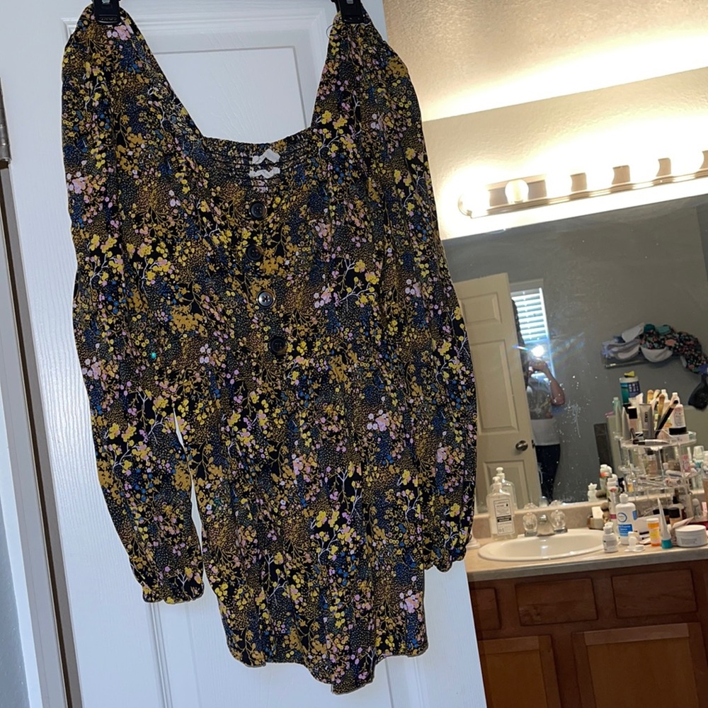 Urban outfitters mustard &black long sleeve romper